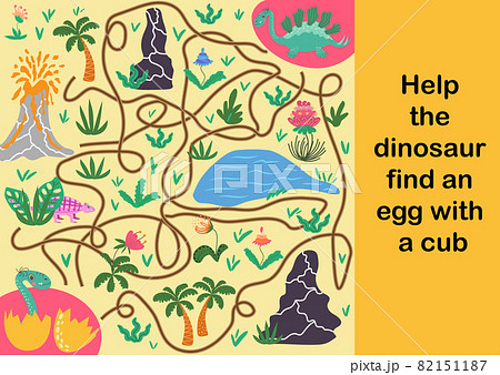 Help dino mom to find their egg - kid learning game with maze. 82151187