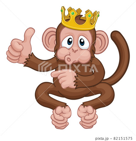 Monkey King Crown Cartoon Thumbs Up Pointing Monkey King Crown Cartoon Thumbs Up Pointing 82151575