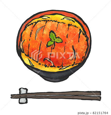 かつ丼の手描き筆絵風イラスト かつ丼の手描き筆絵風イラスト 82151764