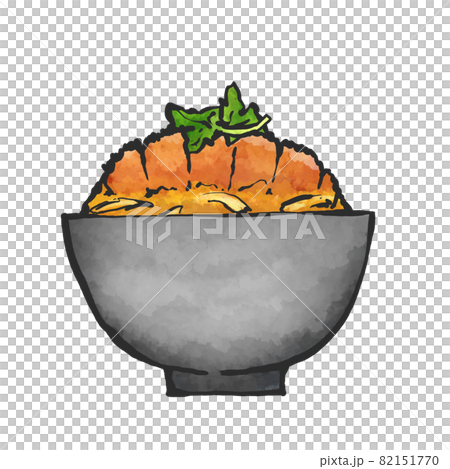 かつ丼の手描き筆絵風イラスト 82151770