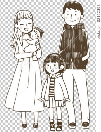 Standing picture of a family of four ② 82152398