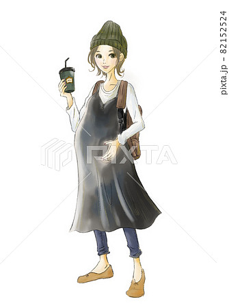 飲み物を持った妊婦のイラスト 飲み物を持った妊婦のイラスト 82152524