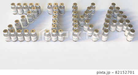 ZIKA text made with many medical vials. 3D rendering ZIKA text made with many medical vials. 3D rendering 82152701