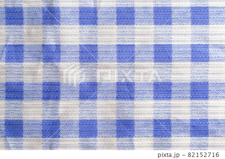 blue checkered material background, macro. Textile 82152716