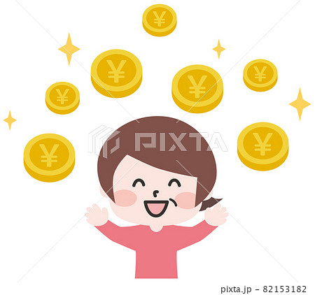二頭身 お金をキラキラさせるシニア女性のイラスト素材 1531 二頭身 お金をキラキラさせるシニア女性のイラスト素材 1531