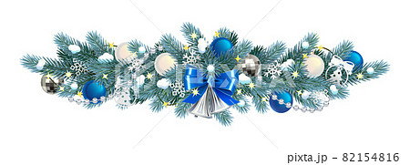 Vector Christmas Blue Fir Decoration with Bell 82154816
