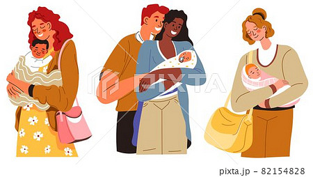 Parents with newborn baby, mothers and fathers Parents with newborn baby, mothers and fathers 82154828