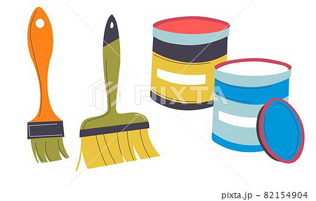 Paintbrushes and paints in jars art classes vector Paintbrushes and paints in jars art classes vector 82154904