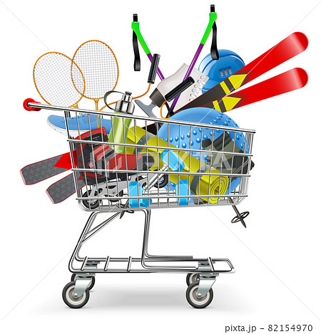 Vector Shopping Cart with Sport Goods Vector Shopping Cart with Sport Goods 82154970
