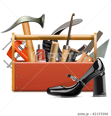 Vector Cobbler Toolbox with Female Black Shoe 82155006