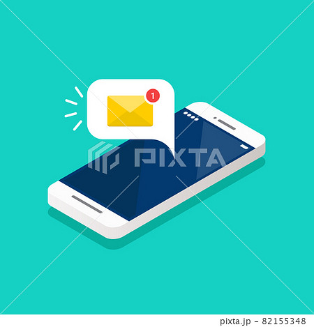 New email notification on the smartphone screen isometric New email notification on the smartphone screen isometric 82155348