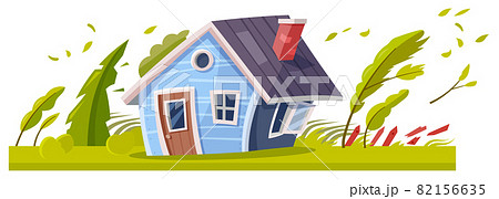 Hurricane or storm wind, typhoon destroying house Hurricane or storm wind, typhoon destroying house 82156635