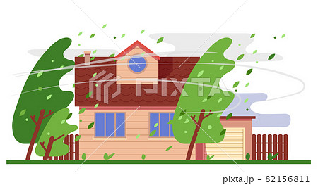 Hurricane, wind storm and house, natural disaster Hurricane, wind storm and house, natural disaster 82156811