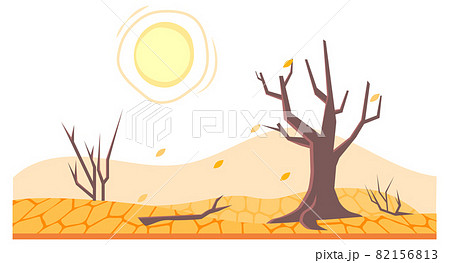Drought in land or dry desert soil with dead trees 82156813