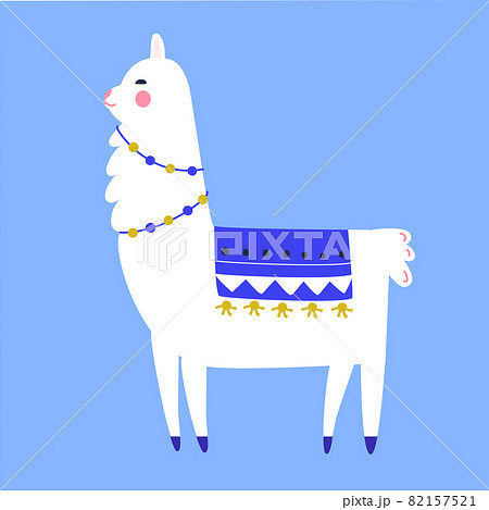 Llama Cartoon Character Traditional Tassel And のイラスト素材