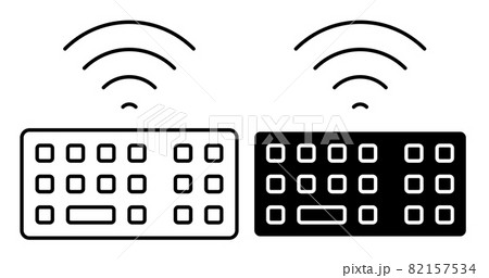 Linear icon. Wifi personal computer keyboard. Symbols on keyboard buttons. Simple black and white vector isolated on white background Linear icon. Wifi personal computer keyboard. Symbols on keyboard buttons. Simple black and white vector isolated on white background 82157534