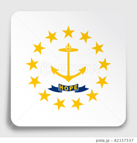 american state of RHODE ISLAND flag icon on paper square sticker with shadow. Button for mobile application or web. Vector american state of RHODE ISLAND flag icon on paper square sticker with shadow. Button for mobile application or web. Vector 82157537