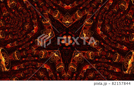 Ginger groovy kaleidoscope abstract seamless pattern with round kaleidoscopic glowing elements 82157844