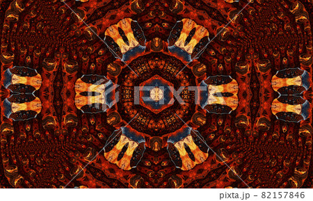 Roman numerals kaleidoscope abstract seamless pattern with round kaleidoscopic glowing elements. 82157846