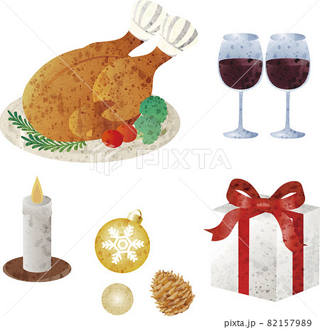 クリスマス ローストチキン パーティ 料理 ごちそう 水彩 イラスト素材セット クリスマス ローストチキン パーティ 料理 ごちそう 水彩 イラスト素材セット 82157989