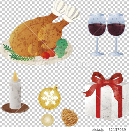 クリスマス ローストチキン パーティ 料理 ごちそう 水彩 イラスト素材セット クリスマス ローストチキン パーティ 料理 ごちそう 水彩 イラスト素材セット 82157989