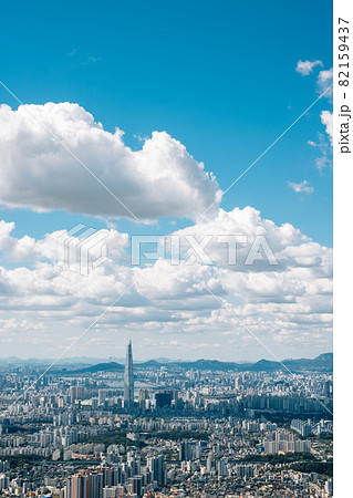 Panoramic view of Seoul city from Namhansanseong Fortress in Gwangju, Korea Panoramic view of Seoul city from Namhansanseong Fortress in Gwangju, Korea 82159437