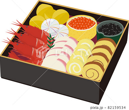 おせち 一の重 黒のイラスト素材