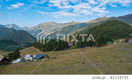 Panoramic view to Omalo mountain village in Tusheti nature reserve. Georgia Panoramic view to Omalo mountain village in Tusheti nature reserve. Georgia 82159735