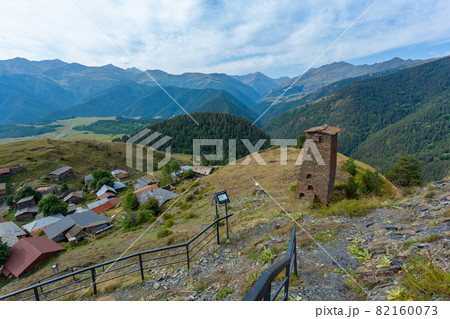 The Upper Omalo village and the fortress Keselo. Travel to the Georgia. Caucasus The Upper Omalo village and the fortress Keselo. Travel to the Georgia. Caucasus 82160073