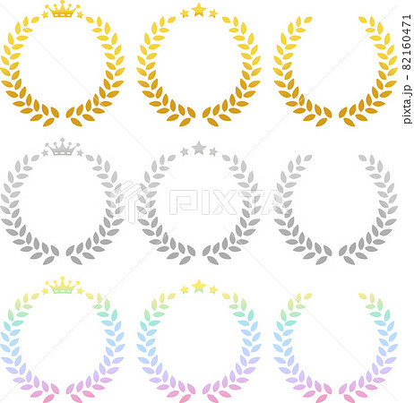 金色、銀色、虹色の月桂樹のデコレーションセット 82160471