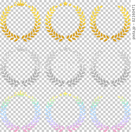 金色、銀色、虹色の月桂樹のデコレーションセット 82160471