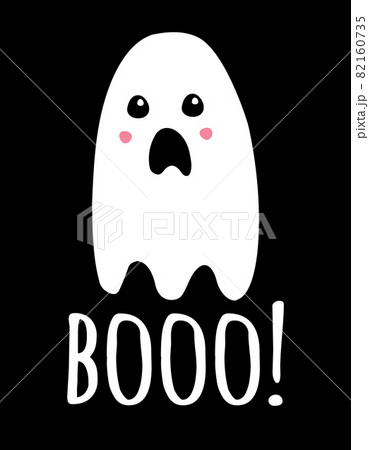Vector flat cartoon hand drawn ghost and lettering Vector flat cartoon hand drawn ghost and lettering 82160735