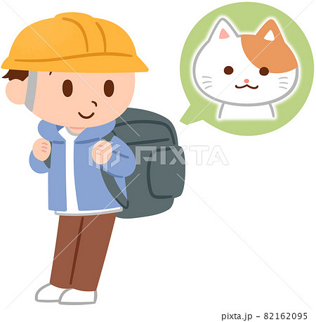 猫と避難する男性 猫と避難する男性 82162095