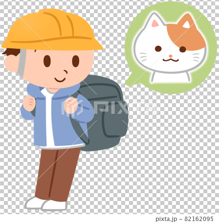 猫と避難する男性 猫と避難する男性 82162095