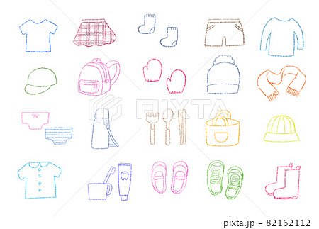 色鉛筆で描いた子供の持ち物 色鉛筆で描いた子供の持ち物 82162112