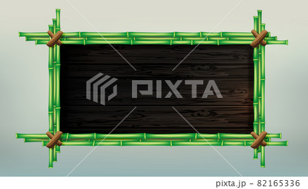 Tropical isolated frame made of knitted green bamboo, design element 82165336