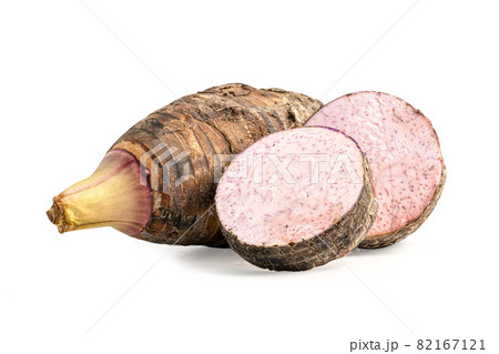 Taro and slice isolated on white background with clipping path. Taro and slice isolated on white background with clipping path. 82167121