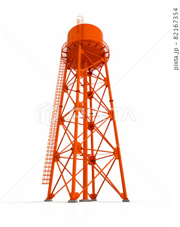 Water Tower. 3D illustration. Isolated on white background. watery resource reservoir and industrial high metal structure container water-tower 82167354