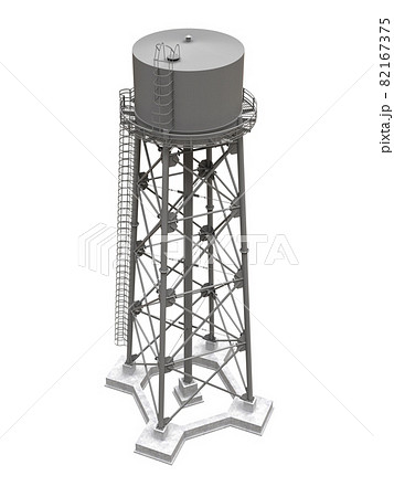 Water Tower. 3D illustration. Isolated on white background. watery resource reservoir and industrial high metal structure container water-tower 82167375