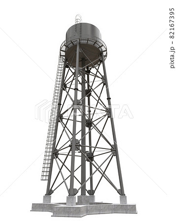 Water Tower. 3D illustration. Isolated on white background. watery resource reservoir and industrial high metal structure container water-tower 82167395