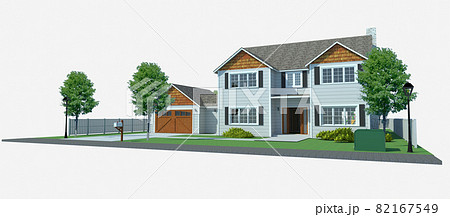 Modern beautiful house. 3D illustration Modern beautiful house. 3D illustration 82167549