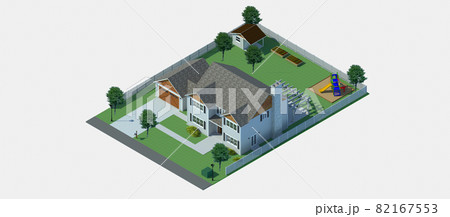 Modern beautiful house. 3D illustration 82167553