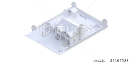 Modern white beautiful house. 3D illustration Modern white beautiful house. 3D illustration 82167583