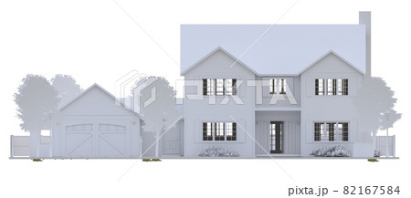 Modern white beautiful house. 3D illustration Modern white beautiful house. 3D illustration 82167584
