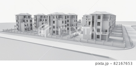 Modern beautiful house. Cottage for a large family. 3D illustration Modern beautiful house. Cottage for a large family. 3D illustration 82167653