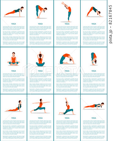 Yoga Set of Different Positions, Colorful Poster 82167845