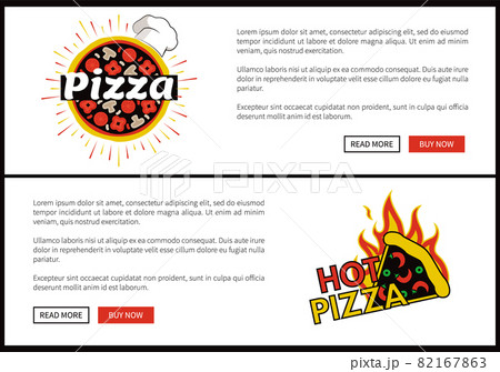 Pizza and Hot Pizza Web Set Vector Illustration 82167863