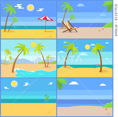 Set Tropical Coastline Views Vector Illustrations Set Tropical Coastline Views Vector Illustrations 82167916