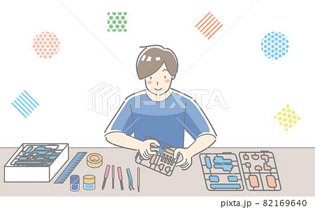 プラモデルを作っている人物 プラモデルを作っている人物 82169640