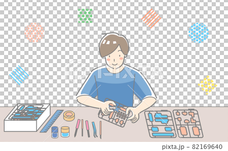 プラモデルを作っている人物 プラモデルを作っている人物 82169640